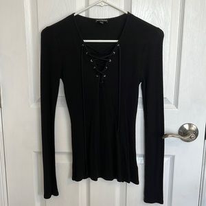 Express long sleeve lace up tee